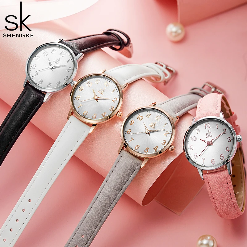 SHENGKE Fashion Women Watches Original Design Students Quartz Wristwatches Girl\'s Small Dial PU Strap Clock Relogio Feminino