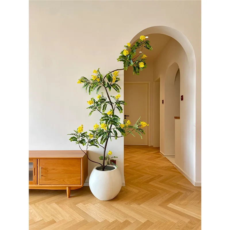 Golden tree simulation green plant indoor living room bionic fake tree high-end light luxury
