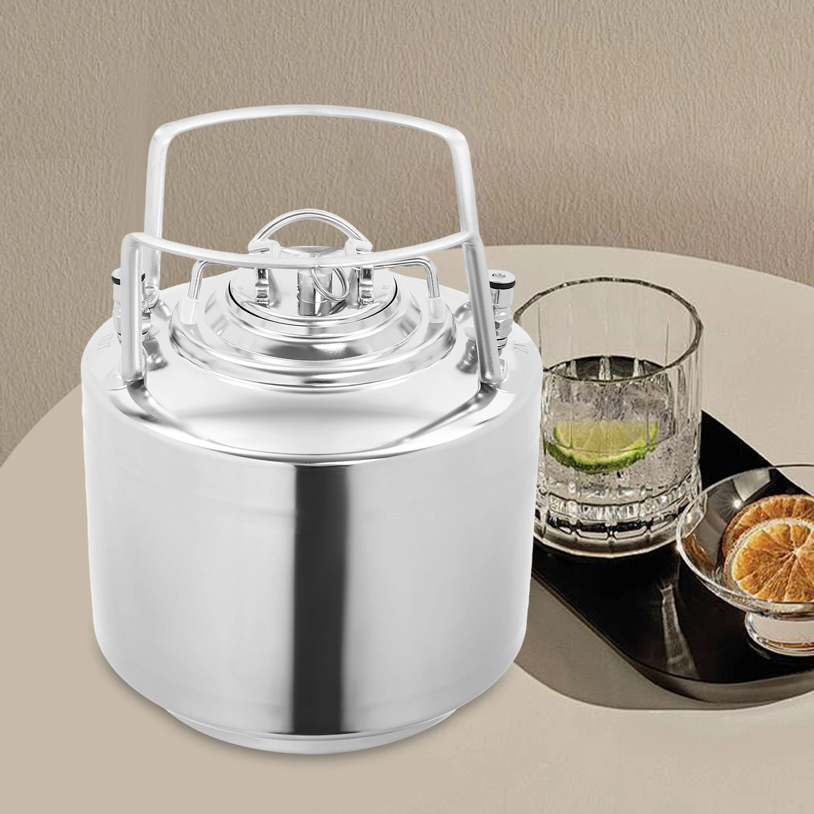 

Silver 304 Stainless Steel Home Brewing Keg, 1.59Gal 80PSI Pressure, Quick Connect, for Beer/Beverage Fermentation and Storage