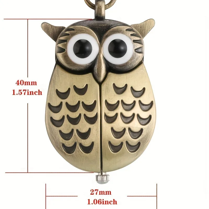 New Bronze Owl Creative Pocket Watch Retro Popular Display Quartz Pocket Watch Pendant Clock Men Women Chain Gift