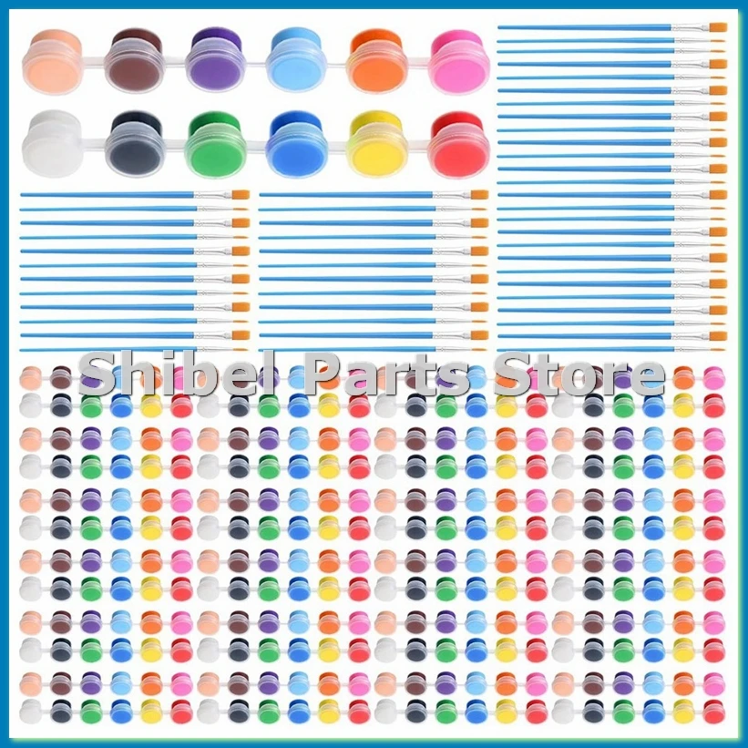 336 Pcs Mini Acrylic Paint Set 24 Set 12 Colors Acrylic Paint Strips 48Pcs Painting Brushes for Kids Adults (2ml)-SPMI