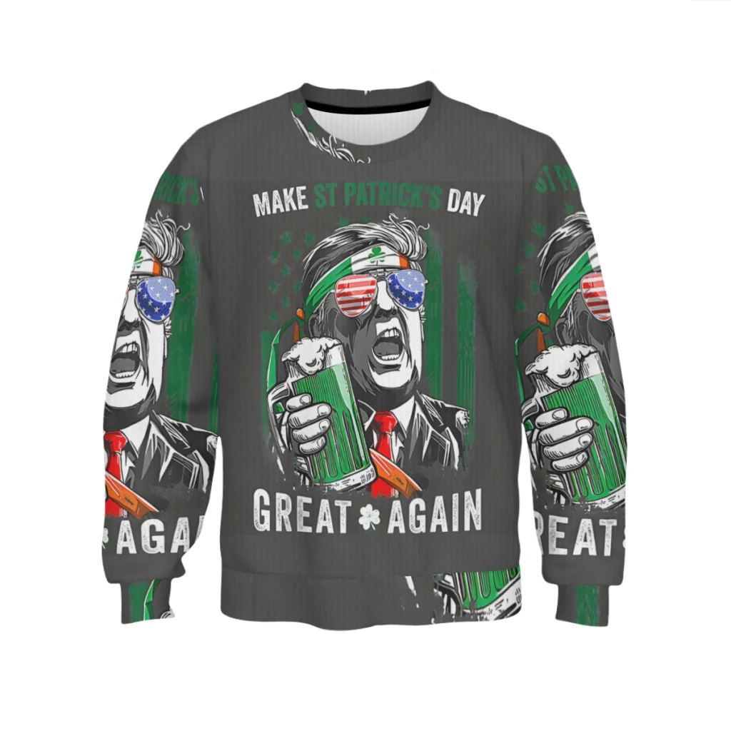 

Make St Patricks Day Great Again Fun Leprechaun Trump Beer Designed soft and waxy sweater