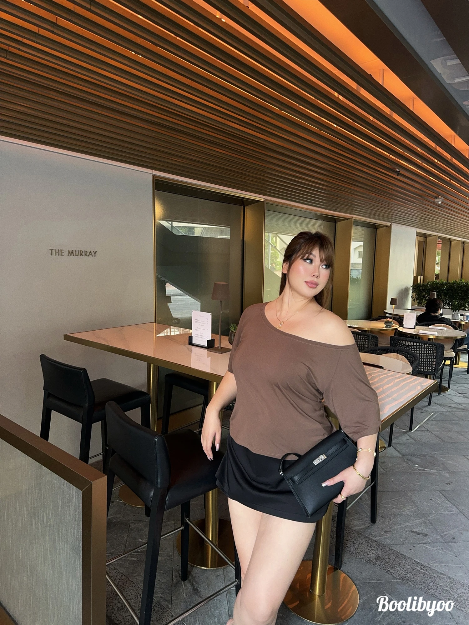 Boolibyoo สี่สี Nude Sensation เสื้อยืดขนาดใหญ่หลวมไหล่ ort Sve สบาย Drapey สวมใส่ด้านในฐาน irt