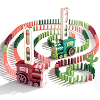 Kids Domino Train Car Set Sound Light Automatic Laying Domino Brick Colorful Dominoes Blocks Game Educational DIY Toy Gift