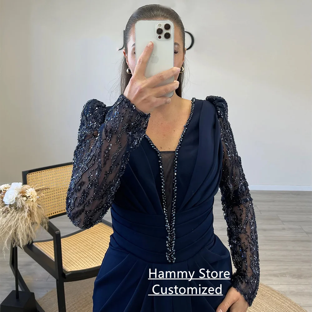 أزياء البحرية مساء اللباس مخصص الخامس الرقبة اللؤلؤ مطرزة حورية البحر فستان حفلات سويب تراين فساتين الحفلات الرسمية للمرأة #3