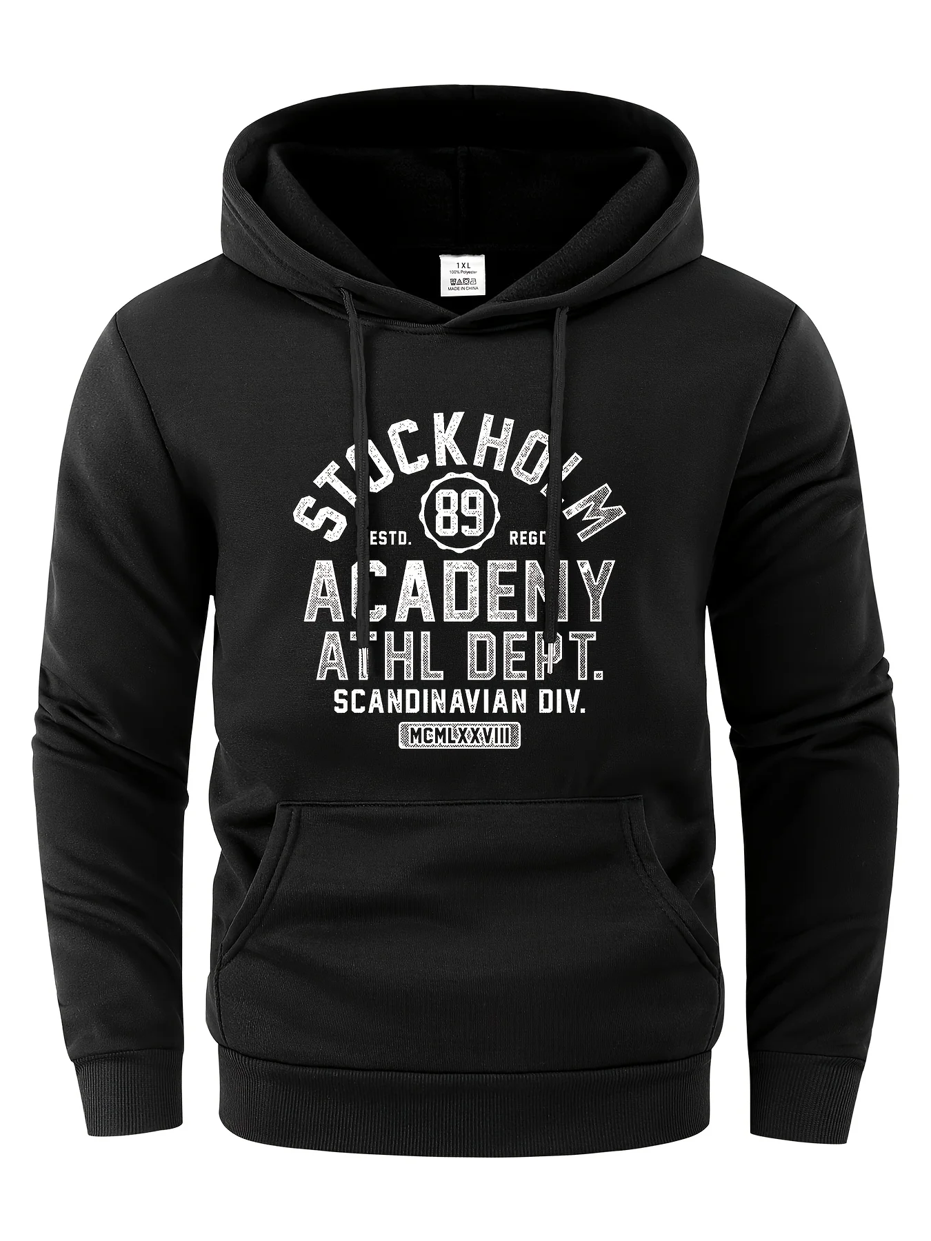 Classic Distressed Stockholm 89 Print Hooded Sweatshirt Men Casual Streetwear Athl Dept Pullover promo sweatshirt men clothing