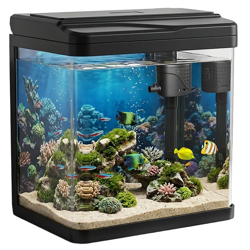 Glass fish tank, home small filtration oxygen generation integrated machine, no water change needed, ecological tank, aquarium