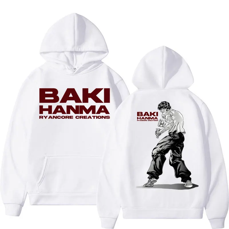 Hoodies Vintage de Anime Baki Haman Harajuku para Homens e Mulheres, Manga Longa, Treino na Academia, Estilo Oversized, Roupas de Rua