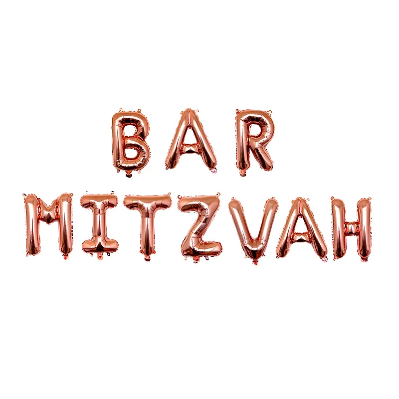 10 teile/satz 16 Zoll Bar Mizwa hängen Buchstaben Erwachsenen Party Dekorationen Roségold Silber Gold Luftballons Banner Foto kabine Hintergrund