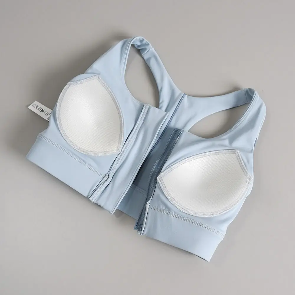 Patchwork Front Zipper Sports Bra Slim Fit Anti-sagging Yoga Wireless Bra Beauty Back Lingerie Underwear for Women Gym Workout