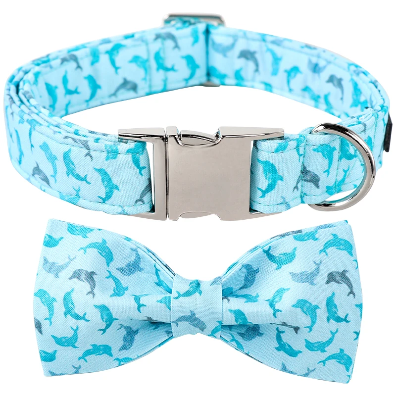 

Unique Style Paws Summer Dog Collar with Bow tie, Shark Print Adjustable Dog Collar Cute Bowtie Dog Collar Boy Pet Collar