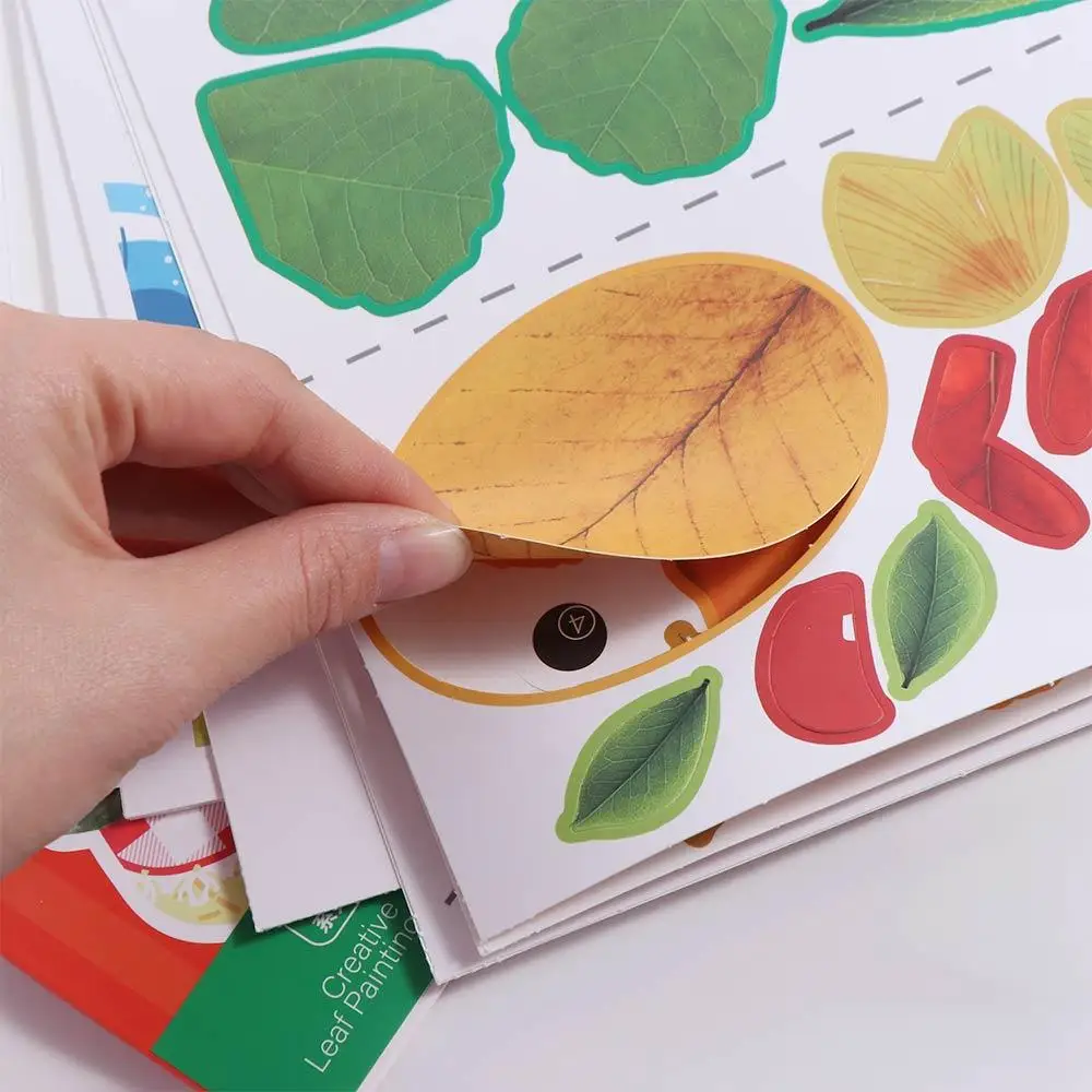 Paper Leaf Painting Sticker Books Educational Toys Montessori DIY Paste Material Kit Cartoon DIY Materials Cartoon Sticker Book