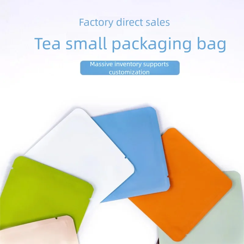 100 ชิ้นต่อชุด ทรงสี่เหลี่ยม แบบใหม่ ถุงฟอยล์ ปิดผนึกสามด้าน สำหรับบรรจุภัณฑ์ชา ถุงใส่ขนมขนาดเล็ก