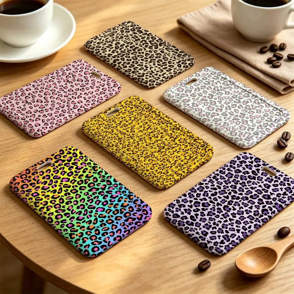 Leopard Print Art Clear Window ID Card Holder, Business Badge Holder With Neck Lanyard, Office Work Permit Card Cover