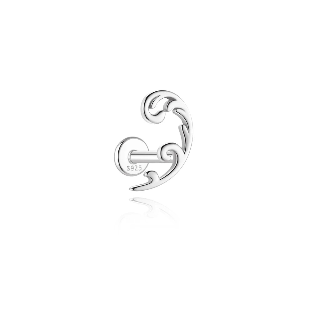 AIDE 925 Sterling Silber 1 Stück Glänzender Geometrischer Segelboot-Helix-Piercing-Ohrring für Damen Punk-Schmuck Persönlichkeits-Mode