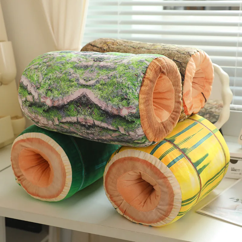 35x20 cm pianta ceppo di albero cuscino di peluche di bambù cuscino corto cilindrico con fori mani calde peluche invernale decorazione regalo