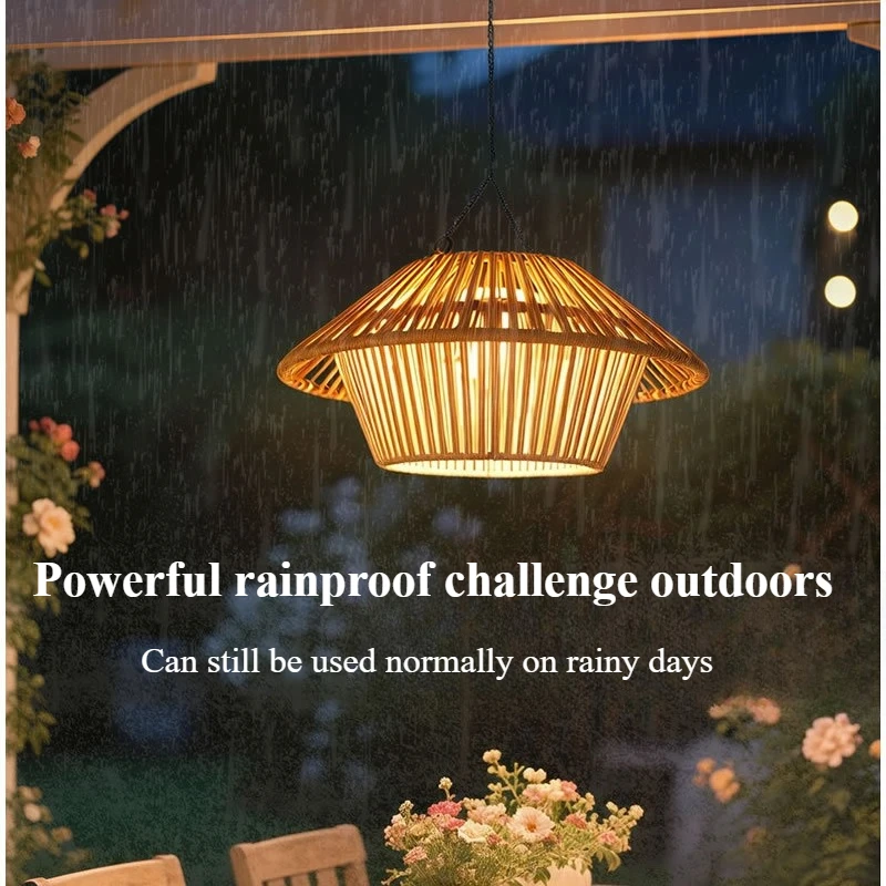 Solar & USB Charging Rattan Hanging Lanterns - Waterproof Outdoor Garden Lights for Patio Porch Balcony Decor