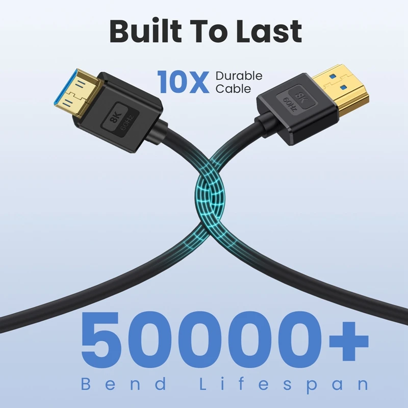 미니 HDMI 실리콘 케이블 2.1 버전 HD 디지털 카메라 고화질 연결 케이블 8K@60Hz 4K@120Hz와 HDMI 호환