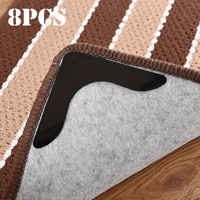 4/8pcs Grippers Rugs Rug Tape Reusable No Skid Washable Anti-Slip Rug Pad Gripper Double-Sided Self Adhesive Keep Area Rugs Flat