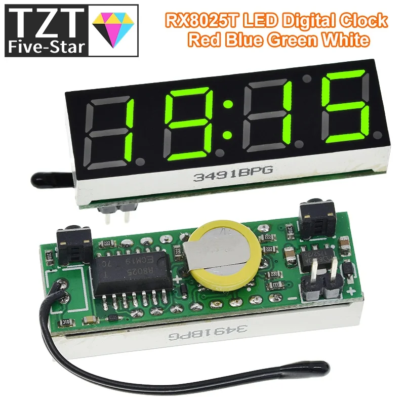 3 In 1 LED RX8025T Digital Clock Temperature Voltage Module DIY Time/Thermometer/Voltmeter DC 5-30V For Arduino