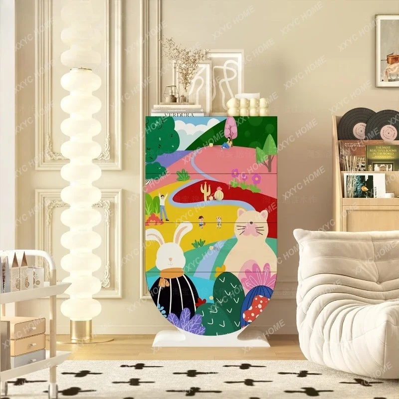 Y Creative Cartoon Decorative Solid Wood Four-Drawer Cabinet Multi-Functional Storage Cabinet