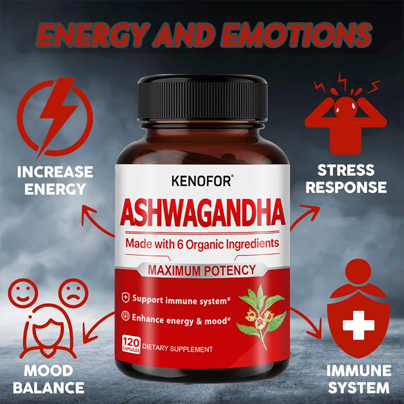 Kenofor Organic Ashwagandha Capsules - Helps Improve Sleep, Relieve Stress and Support Natural Mood Responses Immune Supplement