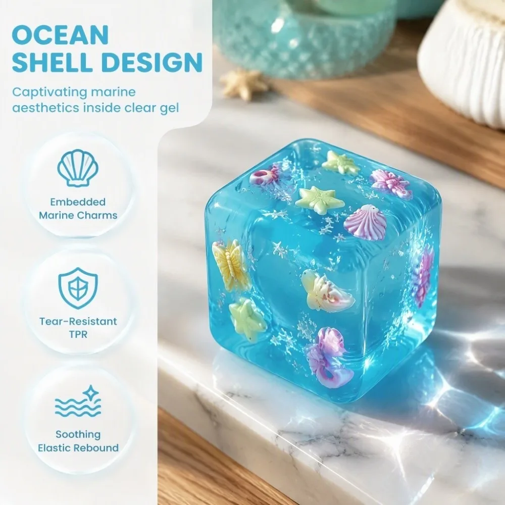 Pinch Toy Super Soft Squishy Toy Transparent Glitter Fidget Toy Squishy Ocean Blocks Slow Rising Sensory Toy Adults