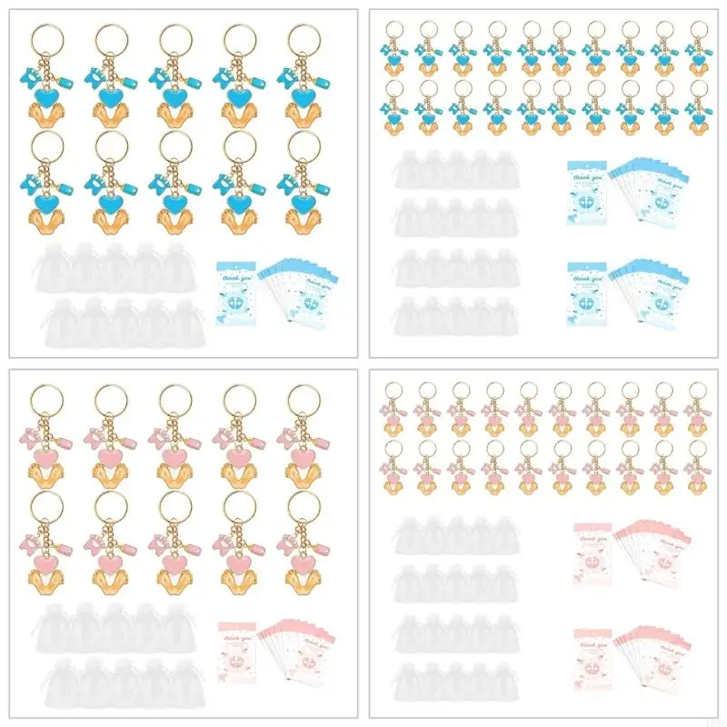 

15YC Delicate Baby Shower Keychain Gifts Keyrings with Clothes Bottle Ornament