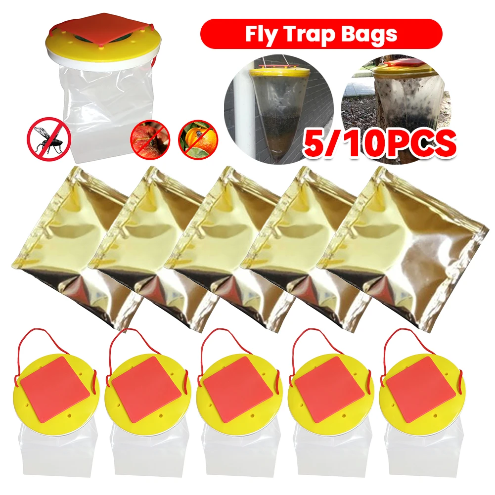 Flies Catcher Bag Transparent Outdoor Fly Catcher Reusable Practical Control Tool for Household Garden Supplies