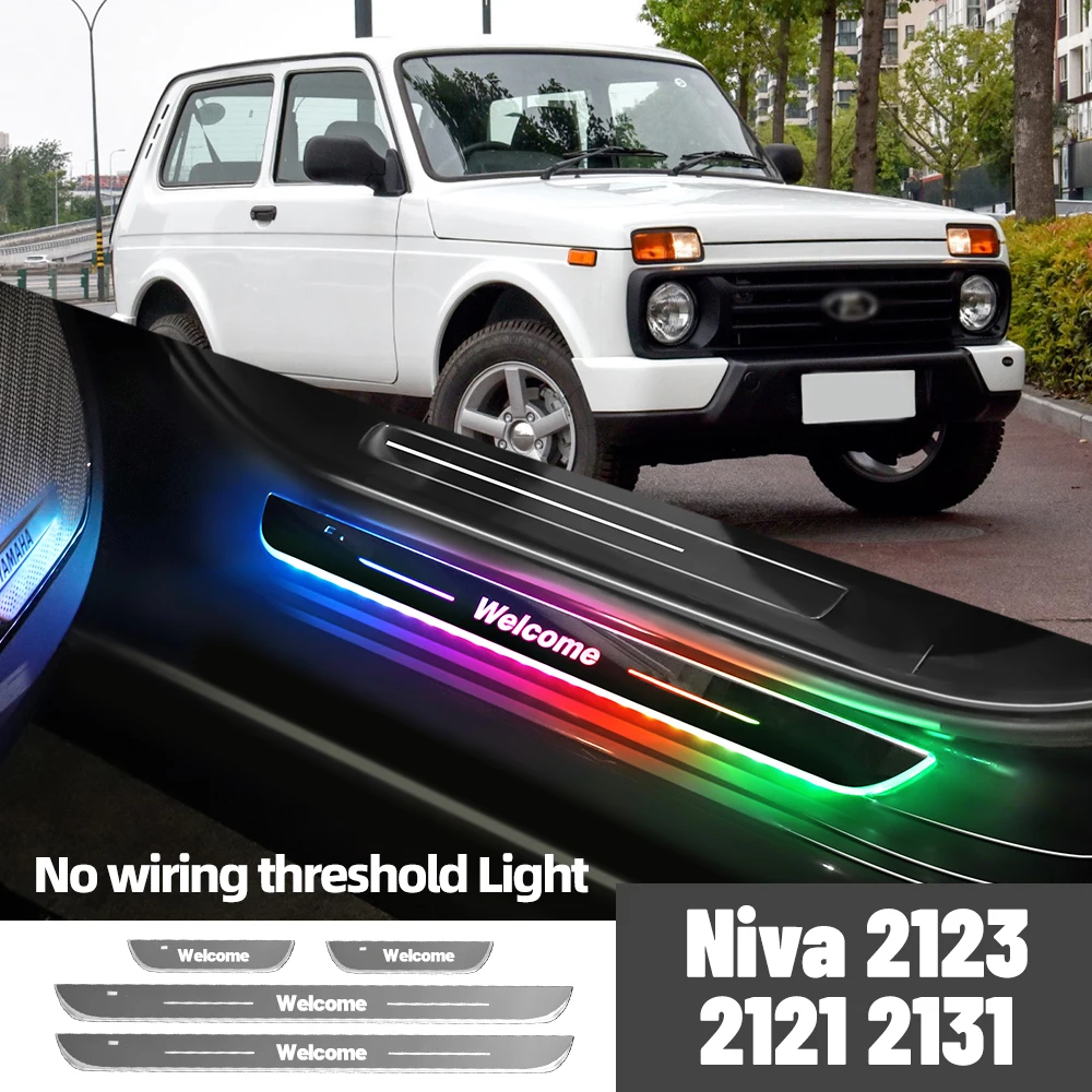 Für Lada Niva 2123 2121 2131 2000-2015 Auto Tür Sill Licht Angepasst Logo LED Willkommen Schwelle Pedal lampe Zubehör