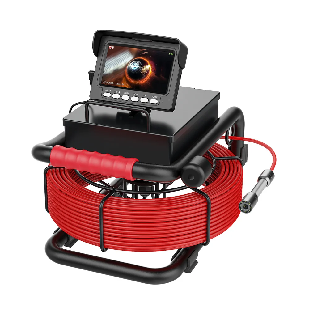 

50M Sewer Pipe Inspection Camera, 16GB Card DVR IP68 Drain 17MM Sewer Pipeline Industrial Endoscope with 4.3 Monitor