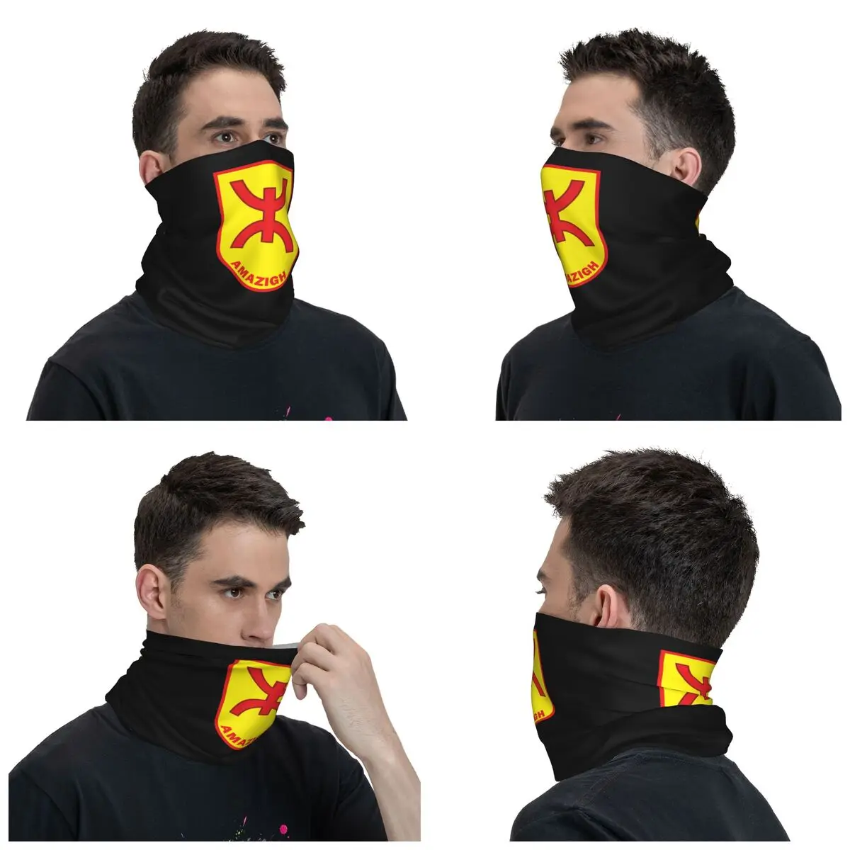 Custom Amazigh Symbol Flag Bandana Neck Warmer Men Women Winter Ski Tube Scarf Gaiter Tifinagh Berber Proud Face Cover