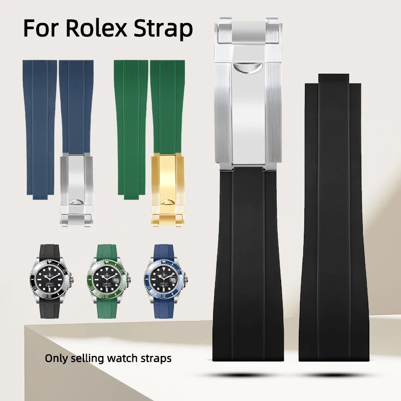 Pulseira de borracha de silicone para rolex-strap submarinista daytona deepsea oysterflex relógios banda gmt pulseira esporte relógio cinta 20mm
