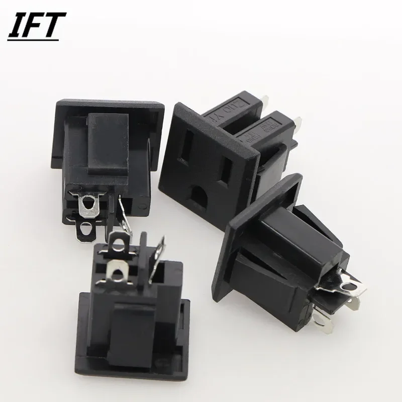 10pcs US Plug AC 125V 15A 3 Terminals Plastic Outlet Power Socket Connector Black 8pcs