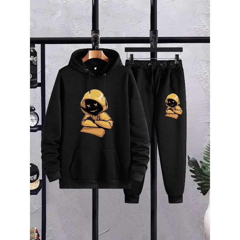 2025 الموضة العصرية الإبداعية شخصية عنصر نمط ثلاثية الأبعاد مطبوعة الرجال عادية هوديي وسراويل مجموعة