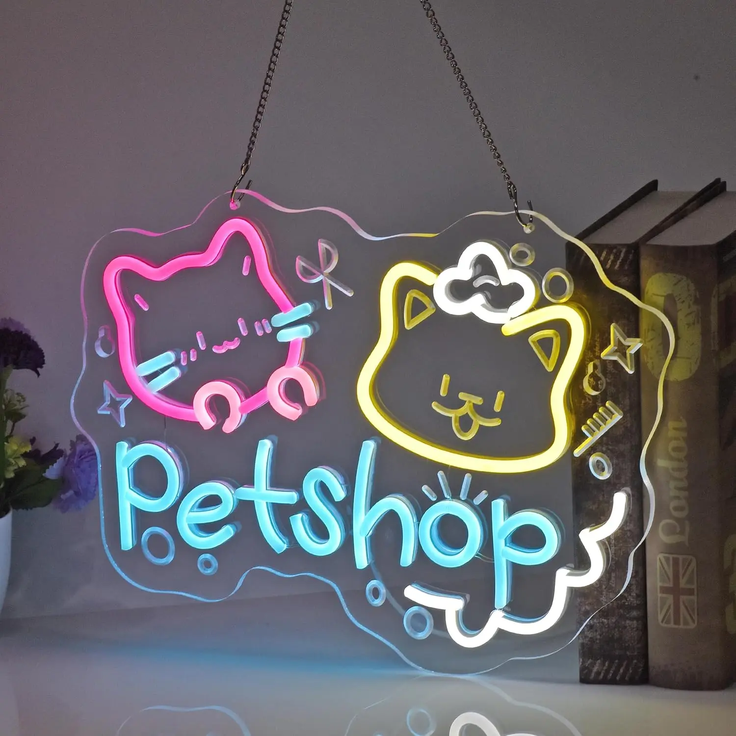 الحيوانات الأليفة متجر النيون USB بالطاقة أضواء النيون عكس الضوء للوازم متجر القط الكلب الرعاية غسل فساتين مخزن بار جدار ديكور فني الهدايا #2