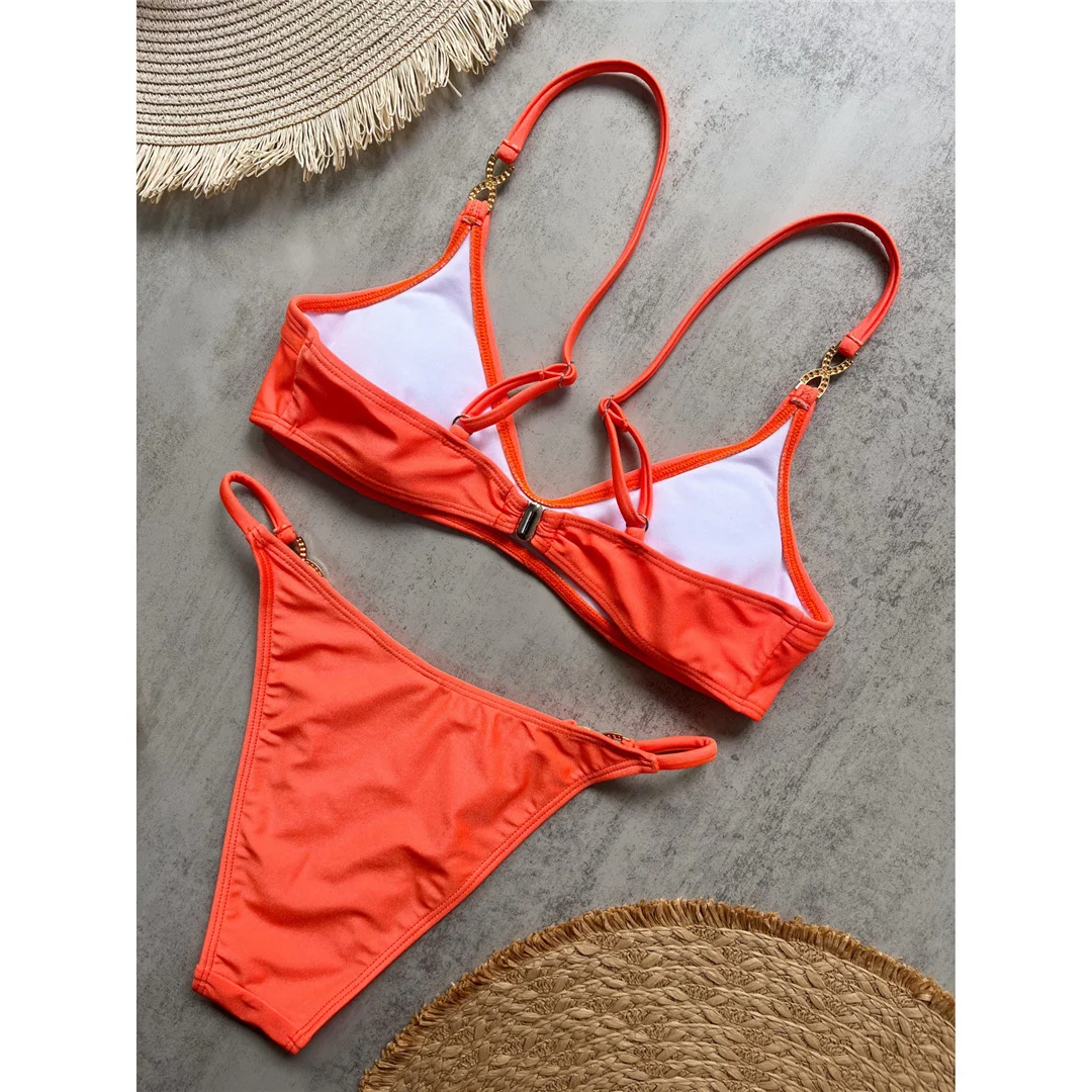 10 Farben, V-Ausschnitt, mit Strasssteinen verzierter Bikini, Damen-Badeanzug, zweiteiliges Bikini-Set, gepolsterter Badeanzug, Badebekleidung, Modell V8138. – Detail 13