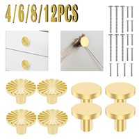 Solid Brass Drawer Knobs 4/8Pcs Antique Design Cupboard Door Cabinet Knob Dresser Single  Center Round Pure Copper Handle Knob