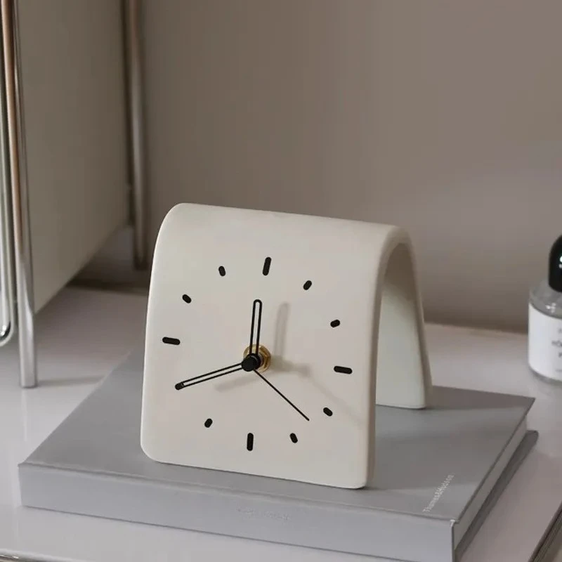 For Creative Ceramic Countertop Clock Simple Silent Desk Clock Home Ornament for Living Room Bedside Decor