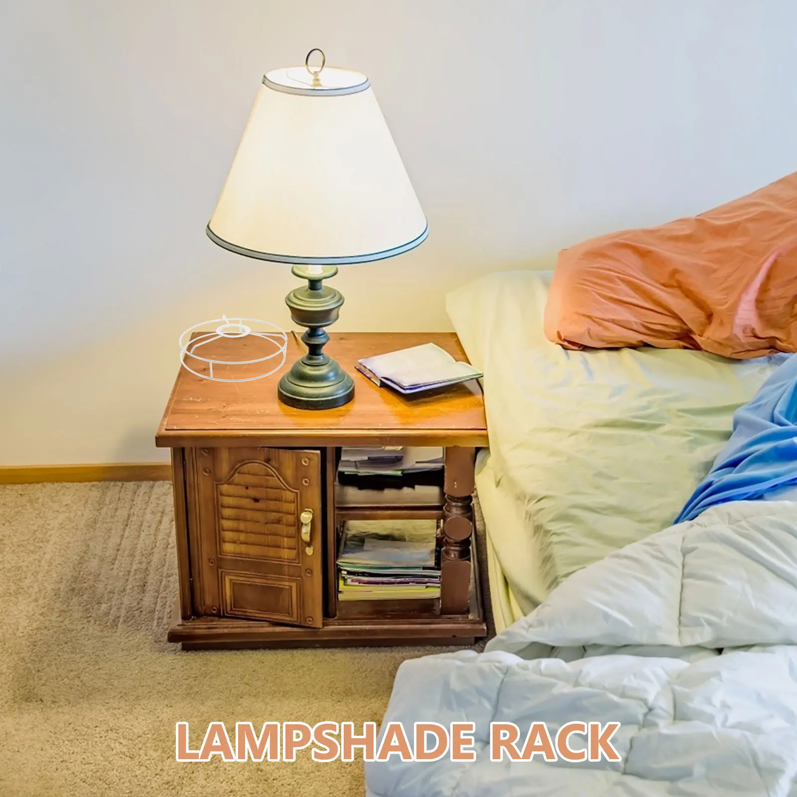 إطار عاكس الضوء مستدير مصنوع يدويًا من سلك الحديد لتقوم بها بنفسك حلقة لقلادة مصباح الطاولة ملحقات إضاءة ديكوريّة منزلية بسيطة