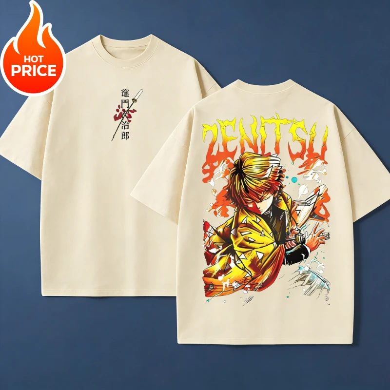 Agatsuma Zenitsu Demon Slayer Harajuku hommes été T-Shirt en vrac femmes surdimensionné Streetwear unisexe décontracté à manches courtes T-Shirt haut