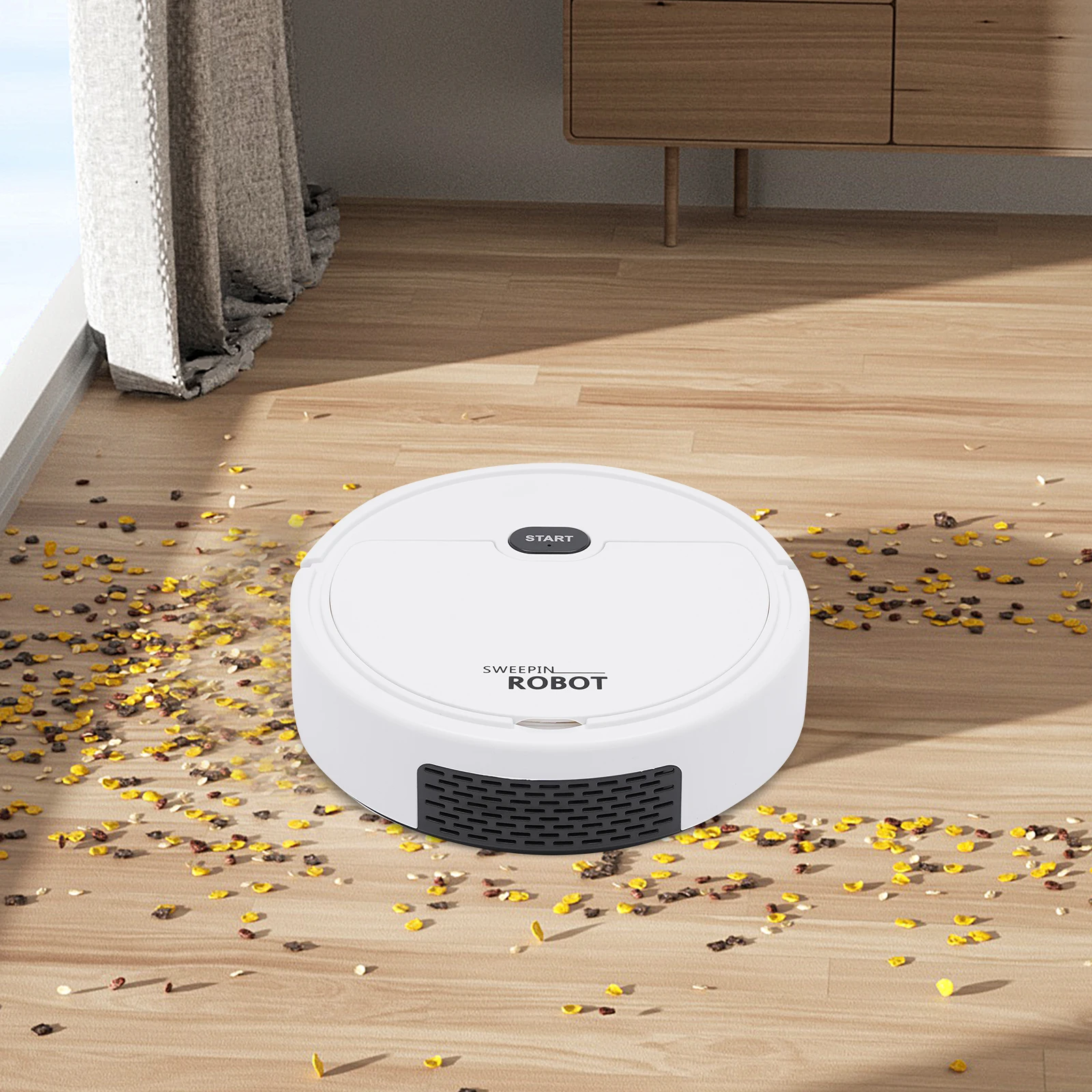 3-in-1 Robot Vacuum Cleaner, 500pa Suction, Sweeping/Vacuuming/Wiping, 30-Min Battery, 120ml Dust Box, For Home Office White