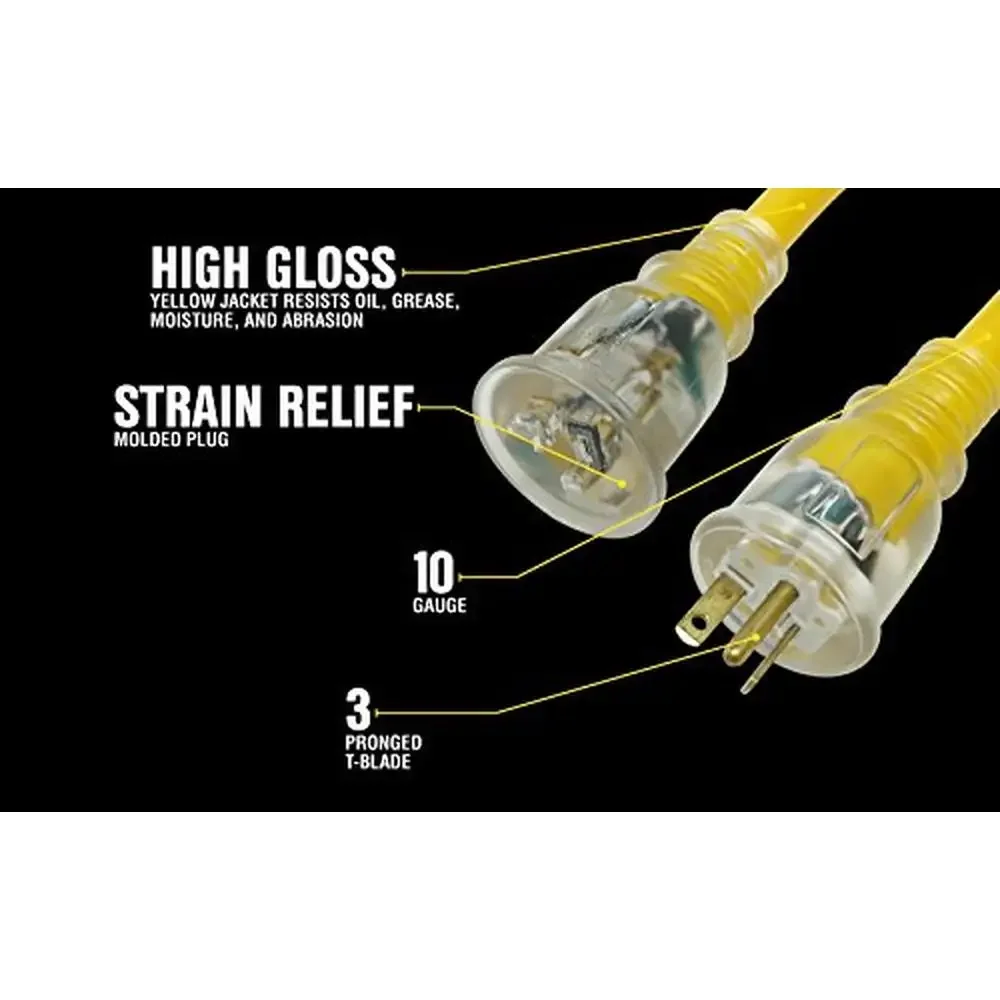 الثقيلة 50Ft 10 مقياس تمديد الحبل 3 موصل الطقس مقاومة مولد L5-20 T-شفرة النفط الشحوم الرطوبة كشط