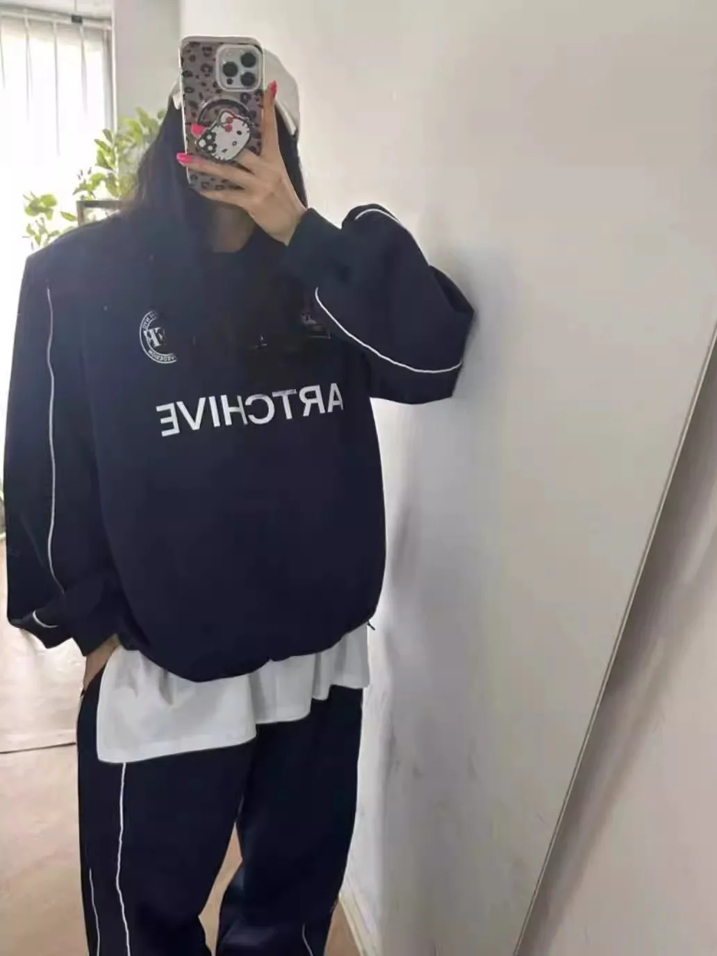 

Women's round Ne Sweatirt Jaet Letter Pattern Print Casual Long Pants Set Loose Fit Slimming Sweet Cuffed Leisure