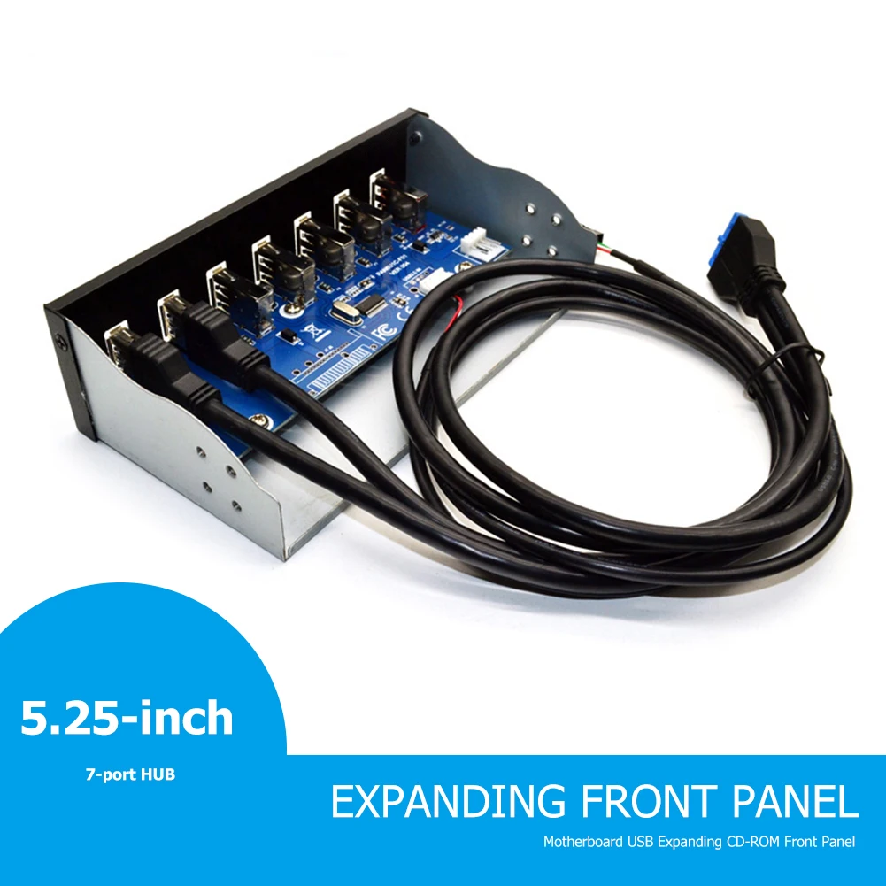 5,25 Zoll 7 Ports HUB Frontplatte 19 Pin auf 2 USB 3.0+4 USB 2.0+BC1.2 Optisches Laufwerk Schneller Schnellwechsler-Anschluss für PC-Desktop