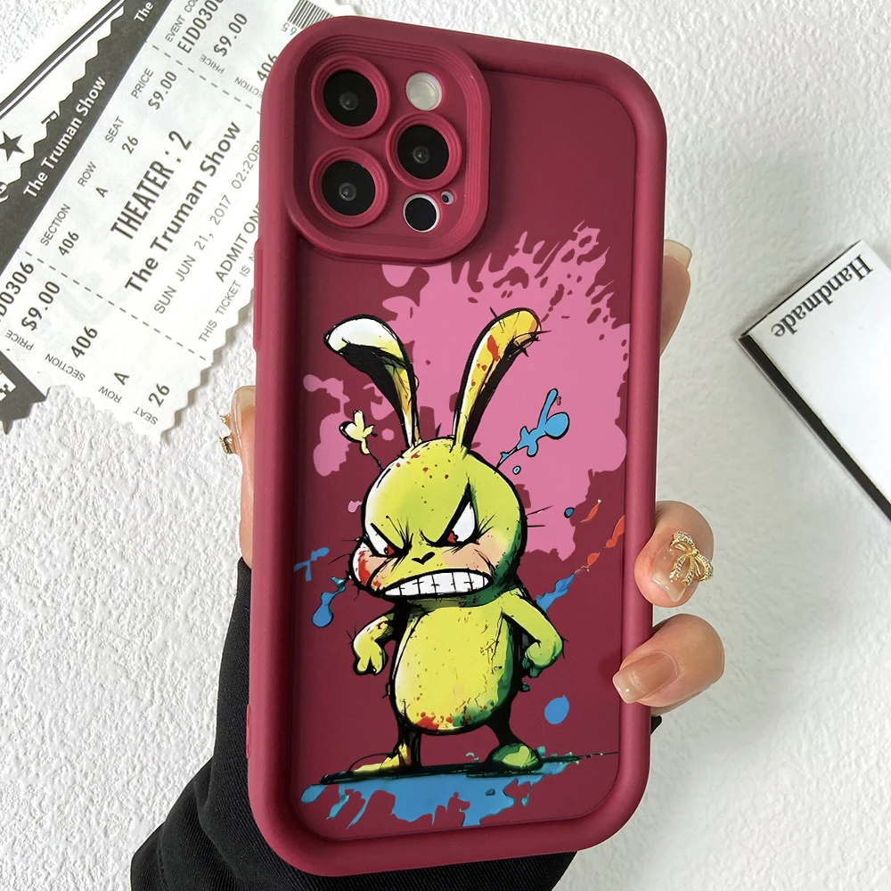 Graffiti Rabbit Phone Case for Xiaomi Mi 14 12T 11 Lite Poco C61 X5 X4 X3 NFC GT M6 M3 F5 F4 Pro 4G 5G Soft Ladder Lens Cover