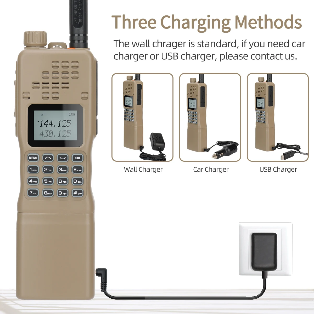 Baofeng-AR-152 Walkie Talkie, transceptor de banda dupla, VHF, UHF, Ham, CB, tático, militar, rádio bidirecional, bateria maior, AN, PRC-152, 15W