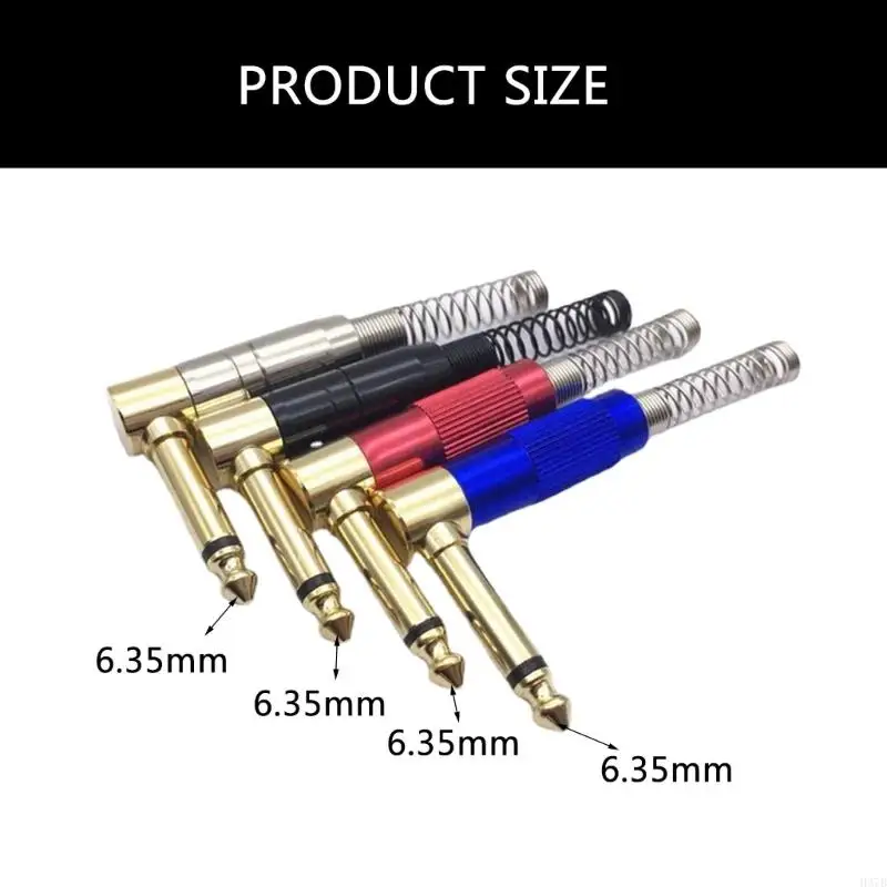 H37B 1/4 "AUX AUX 6.35 mm Mono Mono Conector Adaptador resorte 90 grados Adaptador enchufe guitarra para amplificadores
