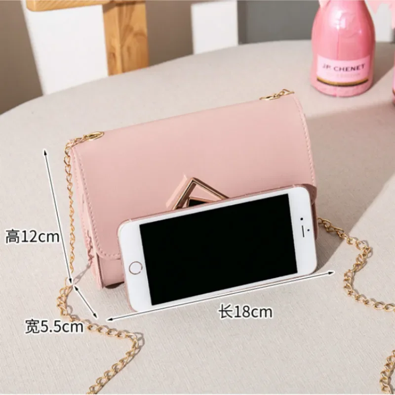 Ladies Small Square Bag 2022 PU Leather Ladies Shoulder Bag Fashion Ladies Crossbody Bag Square Buckle Chain Bag Handbag