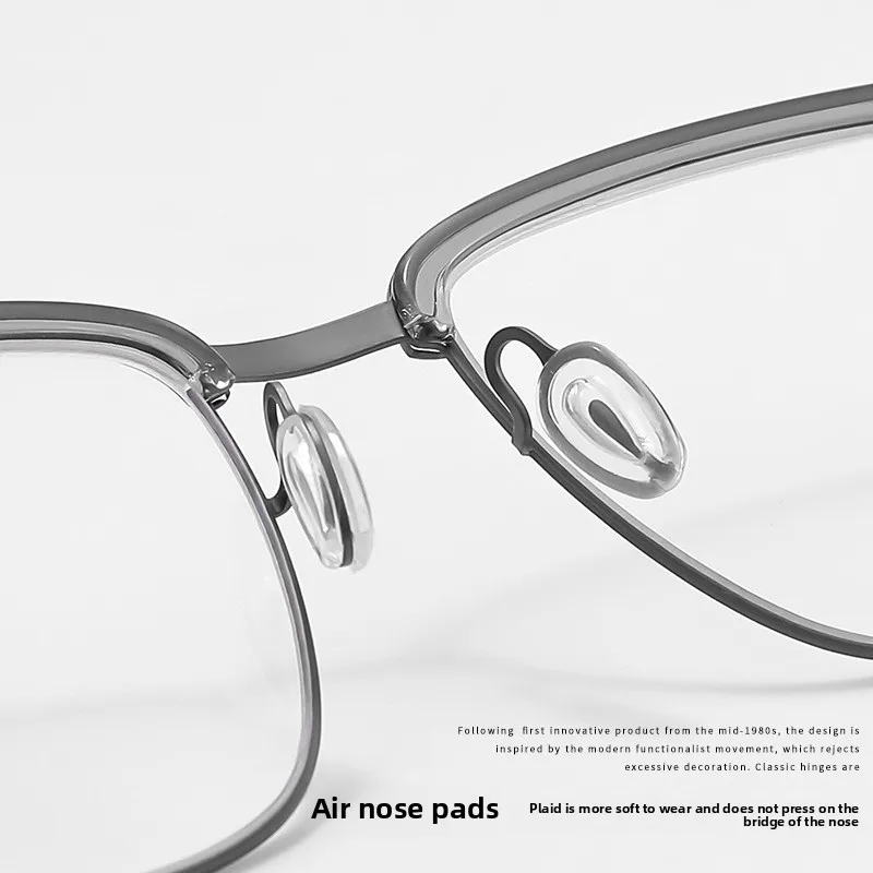 نظارات رجالية بدون إطار من التيتانيوم الفاخر، أذرع معبد مريحة TR90، إطارات بصرية للمكتب بسيطة، وسادات أنف مضادة للانزلاق